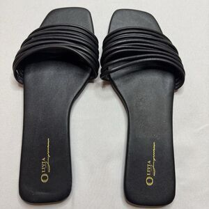 Olivia Zimmerman Women's Sz 8.5 Slip On Black Square Toe Slide Sandals Casual